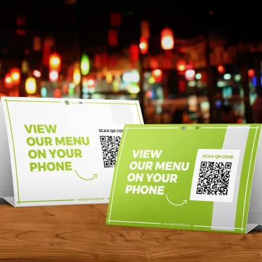 Qr code menus displayed on table tents