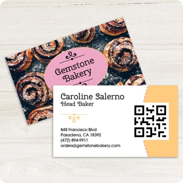 Qr code menus displayed on business cards