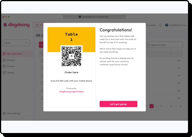 QR code menus available for printing and display anywhere