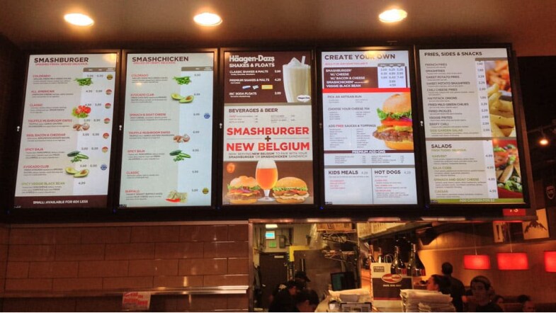 Digital menus on electronic boards