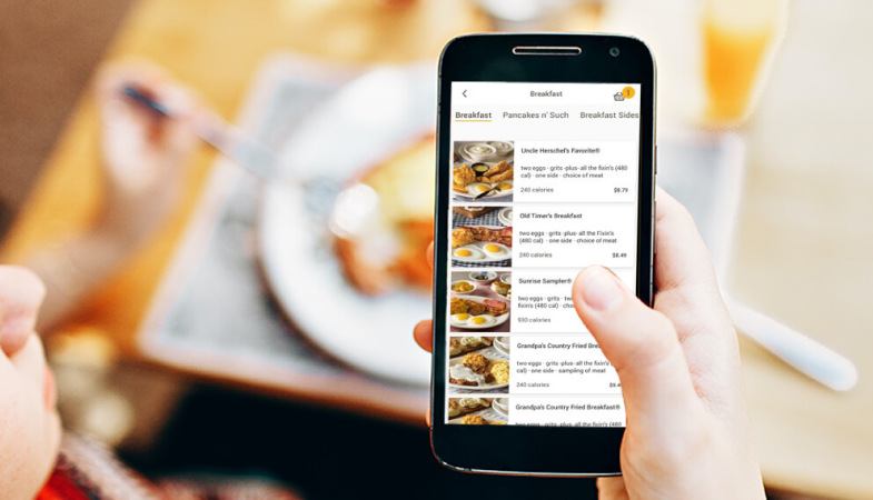 The restaurant digital menu on the diner's mobile phone