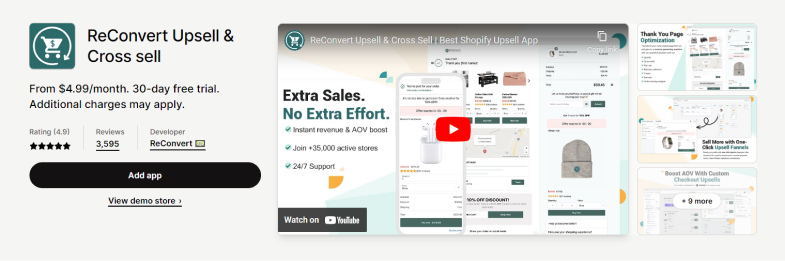 Shopify apps: ReConvert Upsell & Cross sell