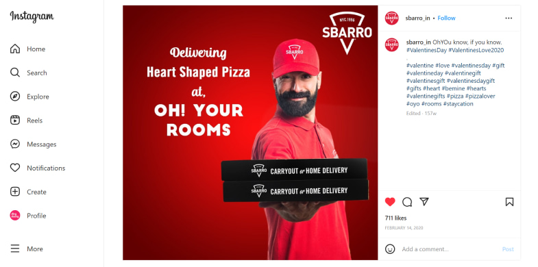 Sbarro's Valentine's Day special: heart-shaped pizza!