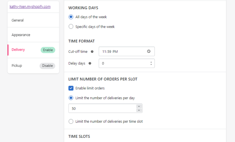 Limit order by time slot