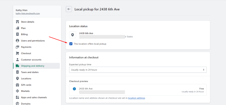 Set up Local Pickup in the Shopify admin