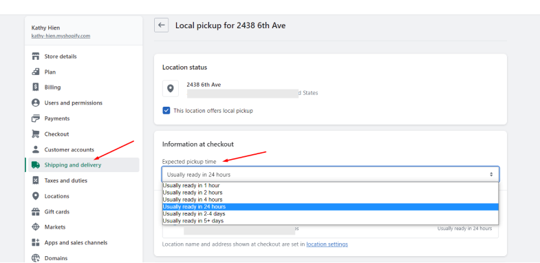 Set up Local Pickup in the Shopify admin