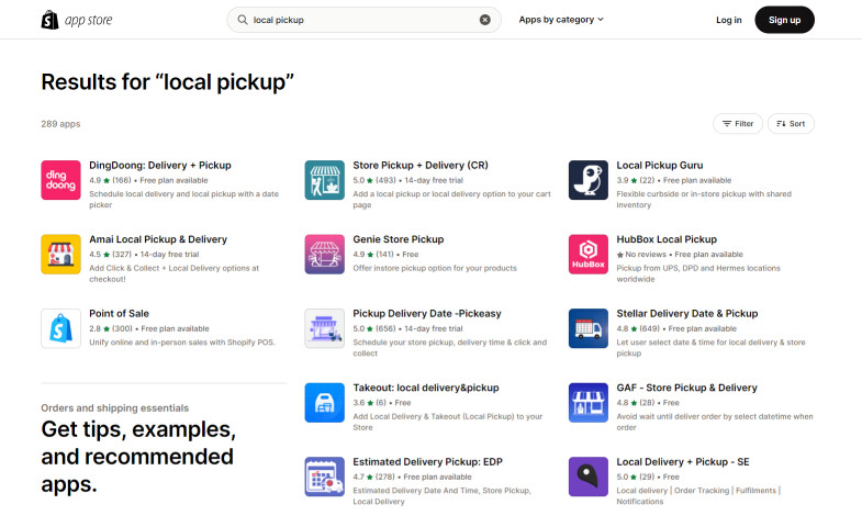 Shopify apps for local pickup