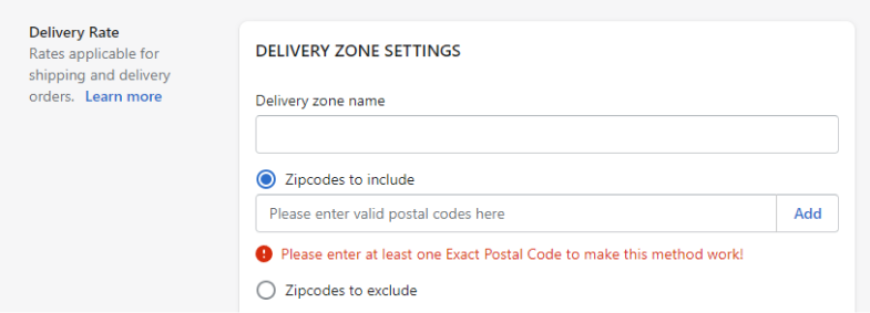 Create your delivery zones
