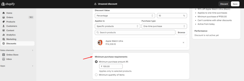 Step#6 Shopify product discounts