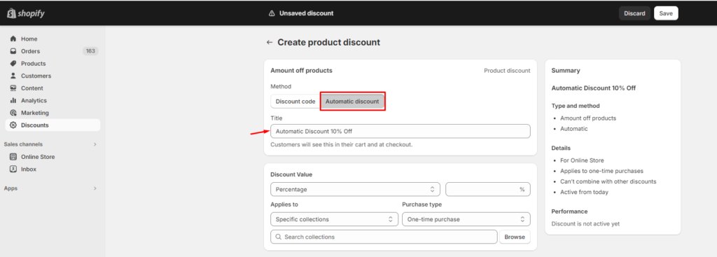 Creating Shopify product discounts