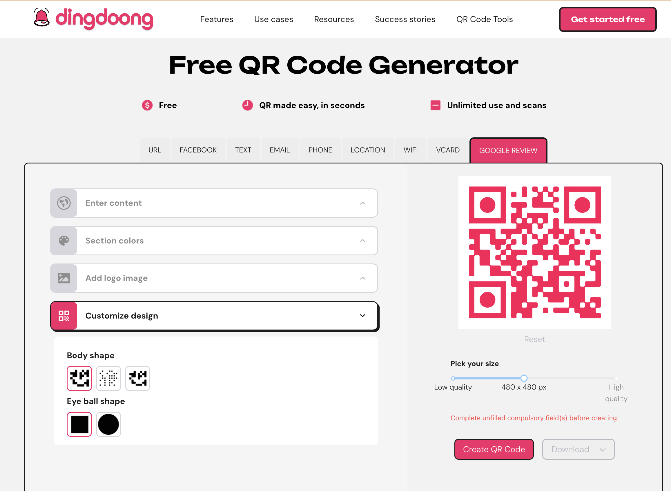 Google Review QR Code customize design