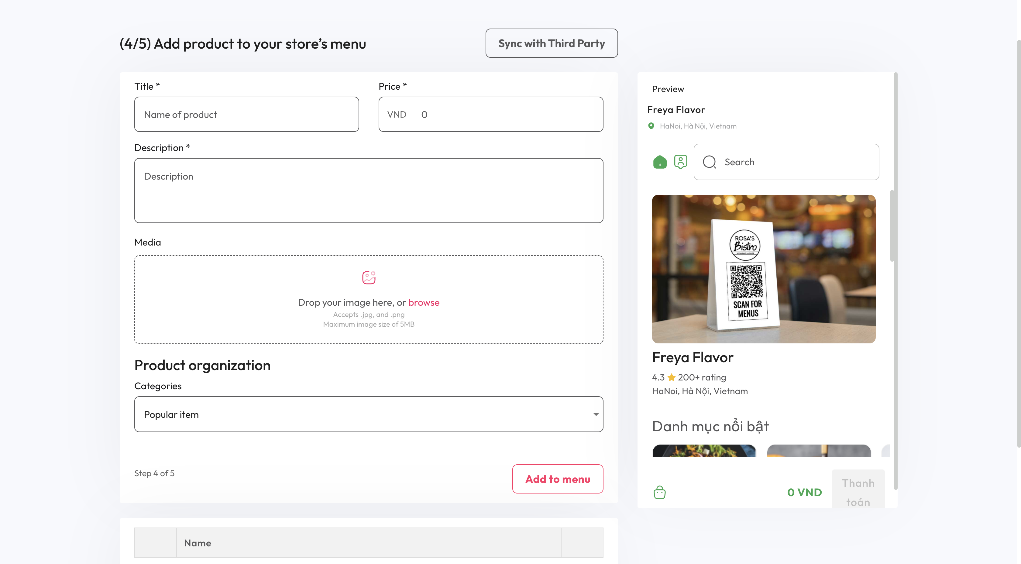 How to create a QR code on a table with DingDoong step 4