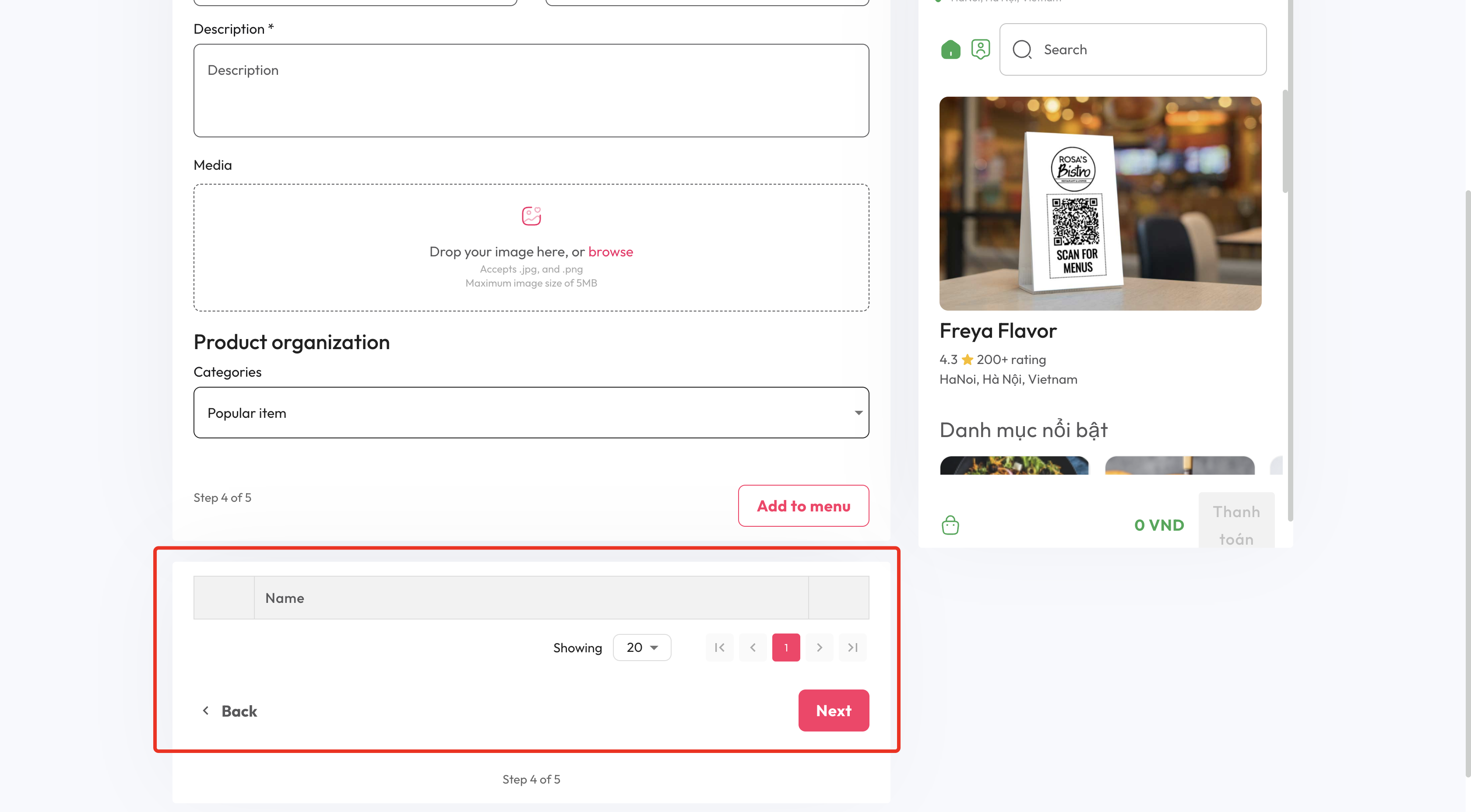 How to create a QR code on a table with DingDoong step 4.2