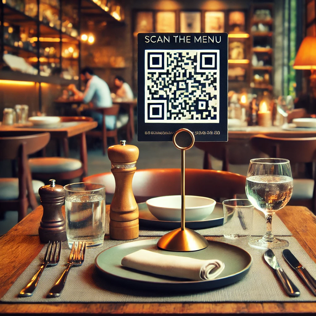 qr code for restaurant menu on table