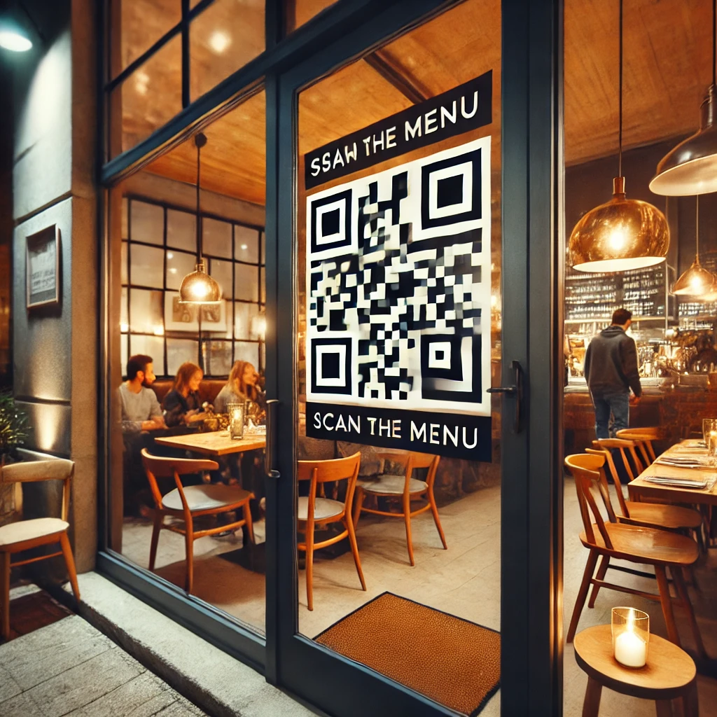 qr code for restaurant menu on window