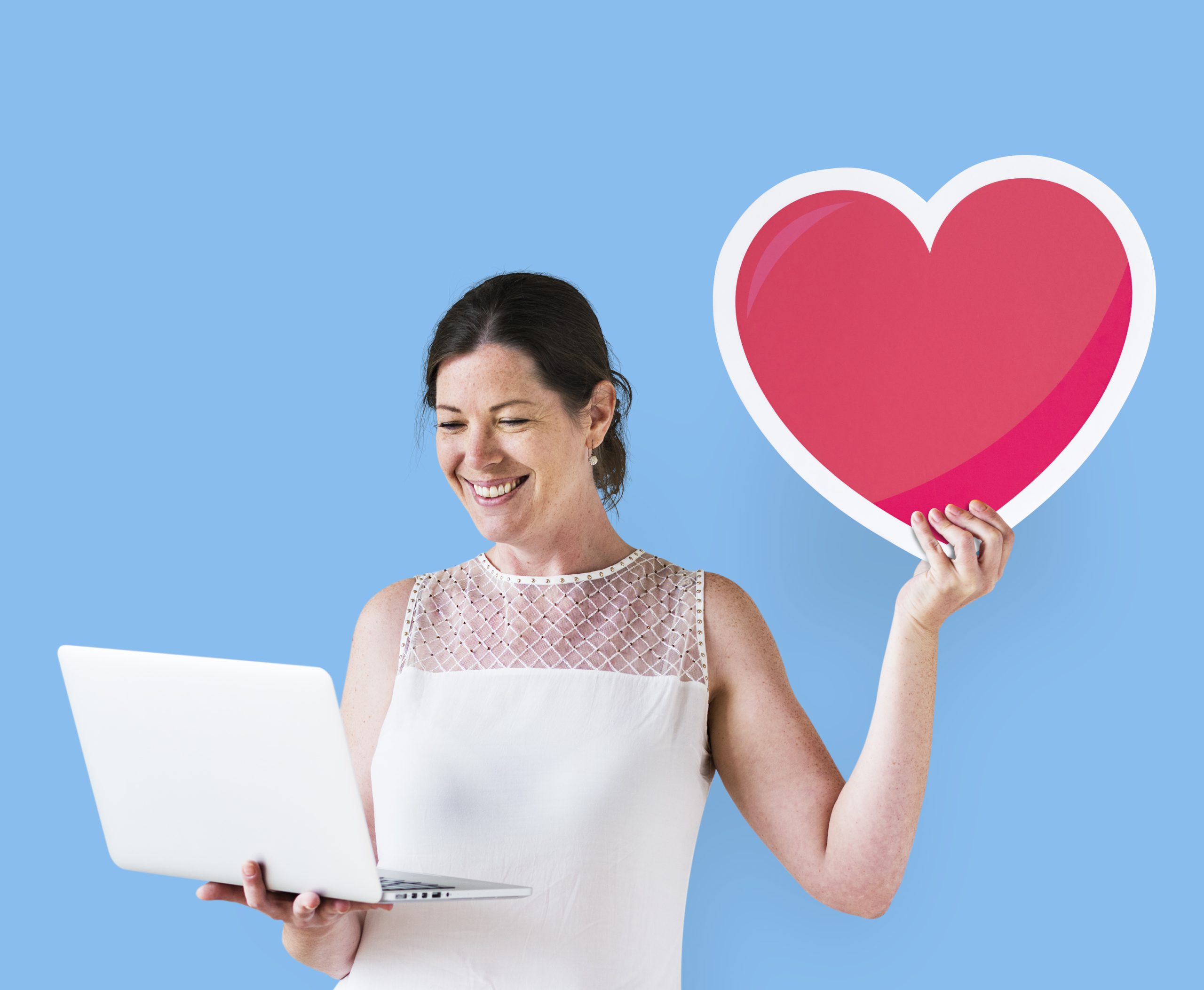 A woman with computer security icon