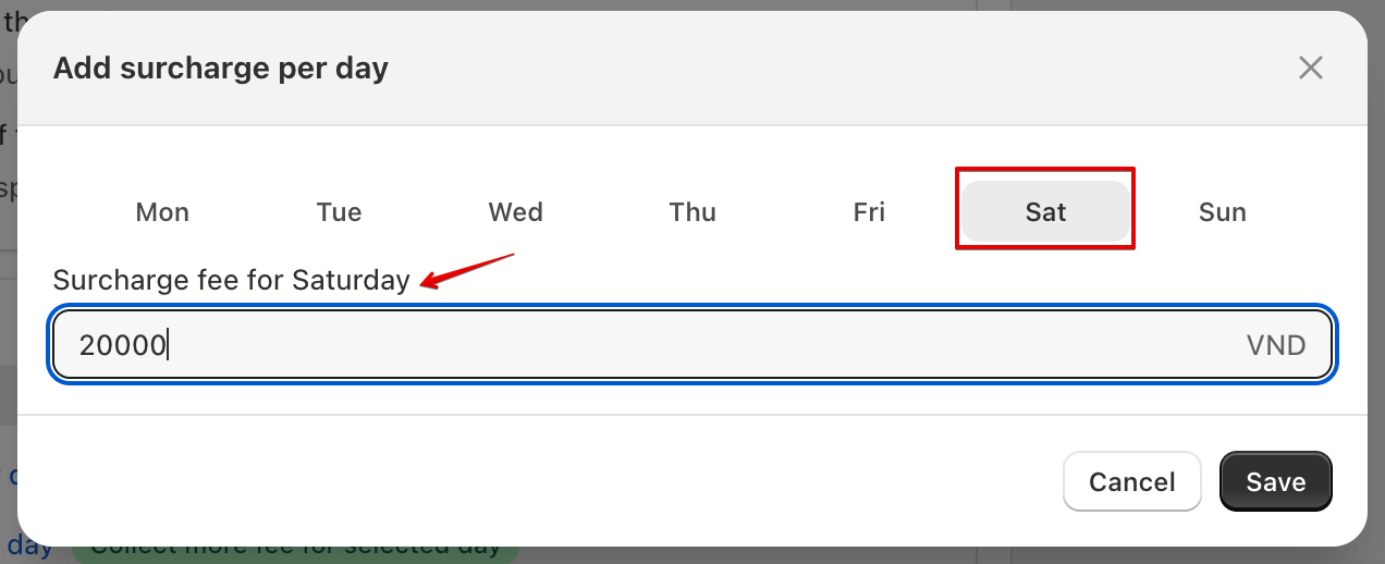 Add surcharge per day