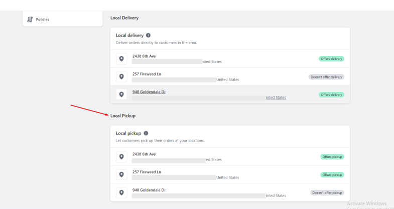 step 3.1 shopify local pickup